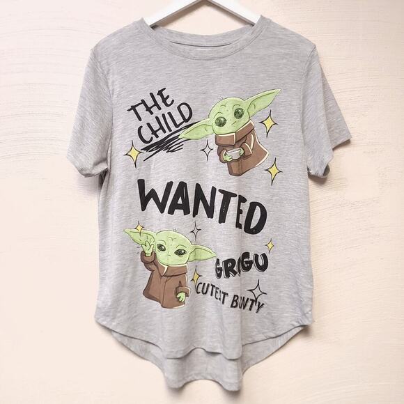 Baby Yoda Tshirt Size Xxl Juniors Graphic Gray Grogu Soft Short Sleeve Top Women - Picture 1 of 7